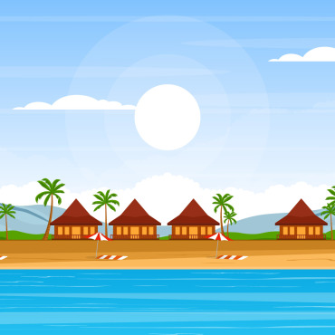 Tropical Beach Illustrations Templates 125153