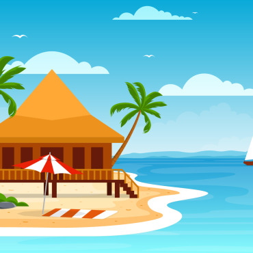 Tropical Beach Illustrations Templates 125158