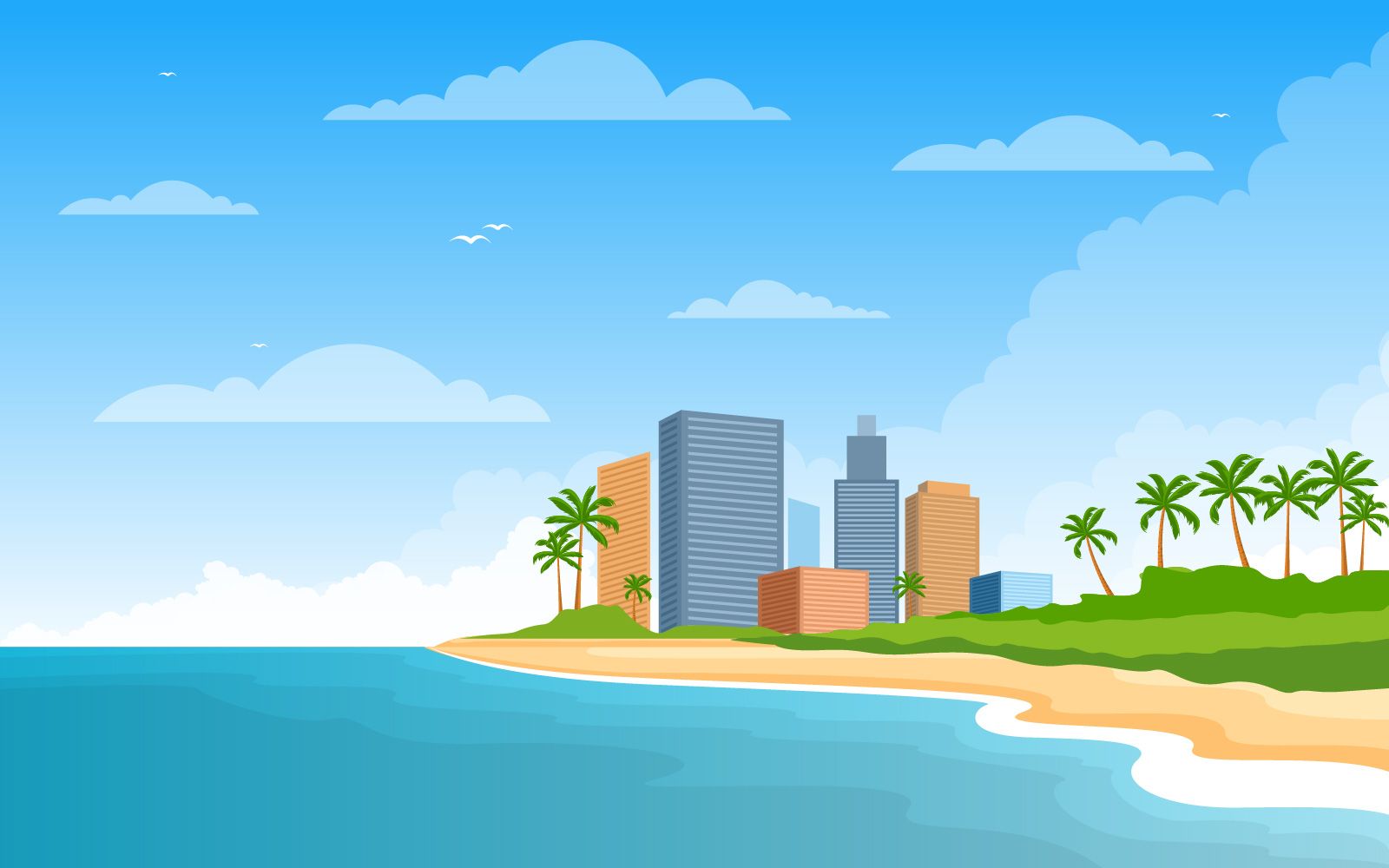 City Beach Landscape - Illustration