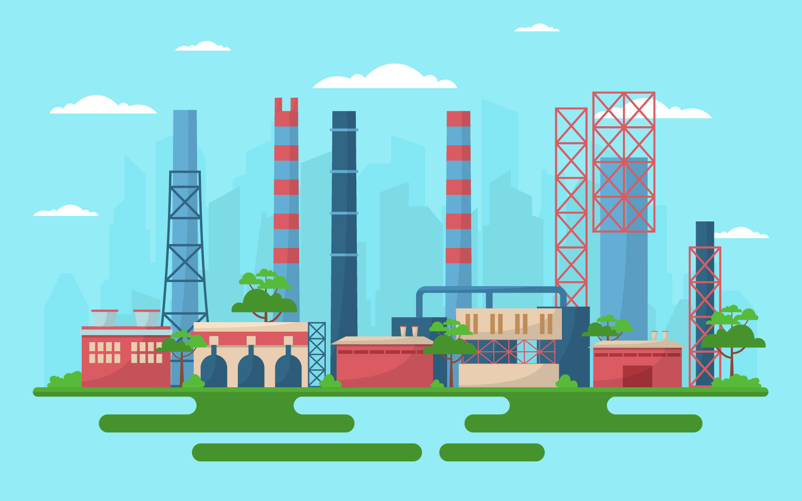 Industrial Area Landscape - Illustration