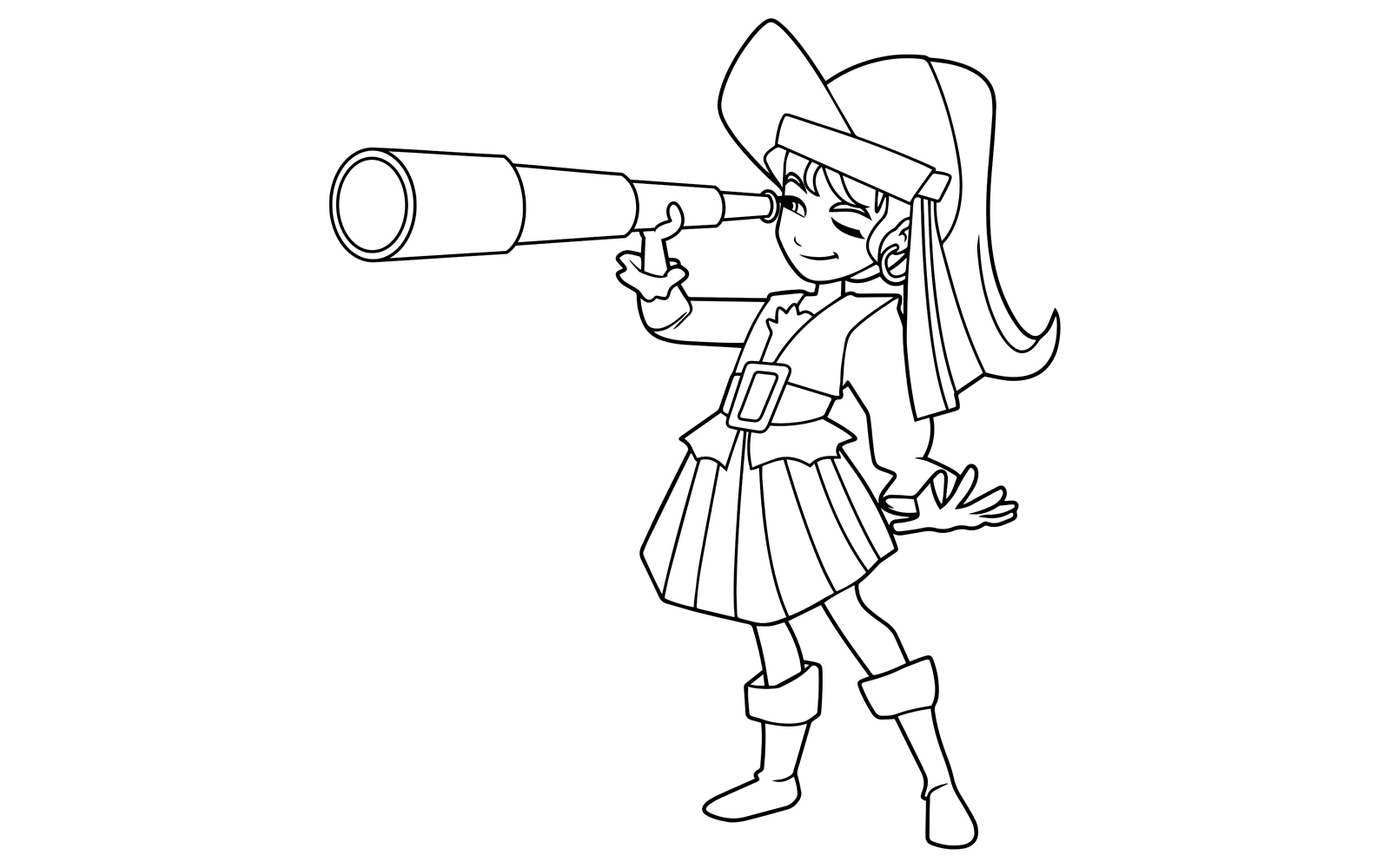 Pirate Girl Line Art - Illustration