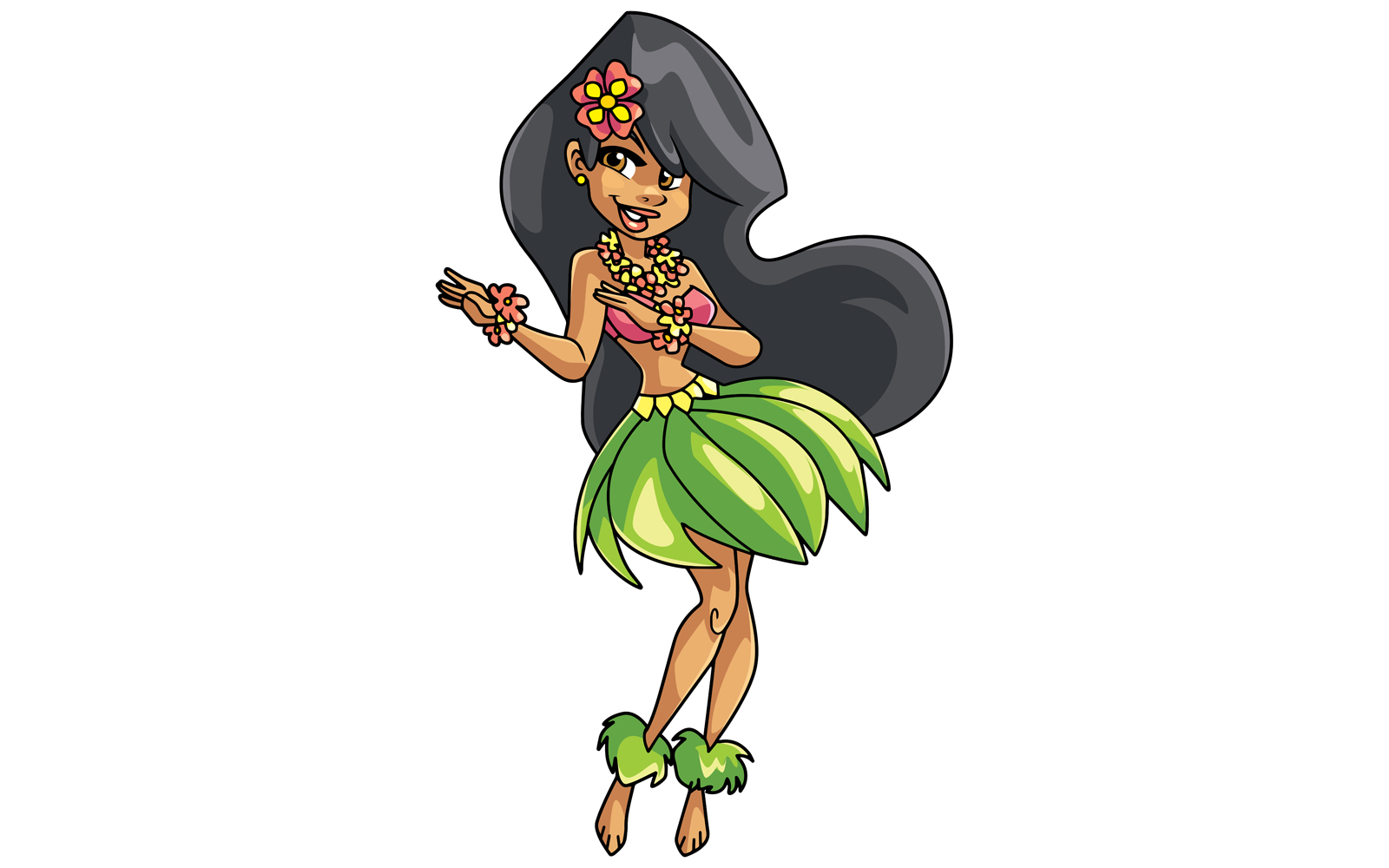 Hula Girl on White - Illustration