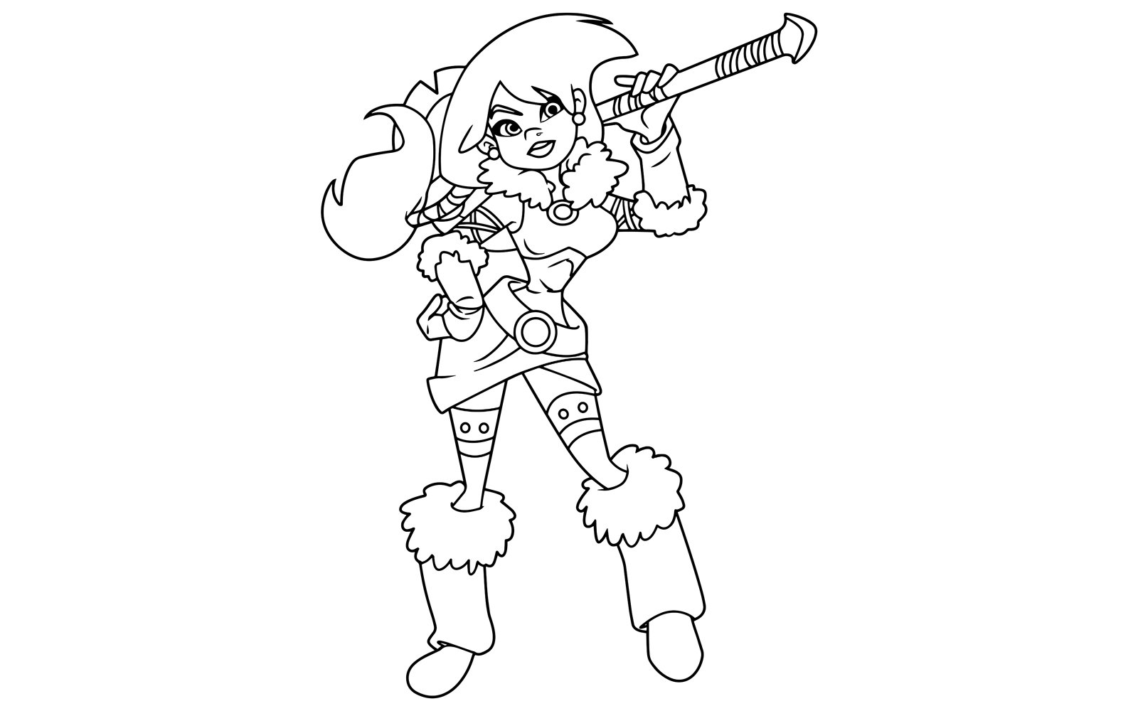 Viking Girl Line Art - Illustration