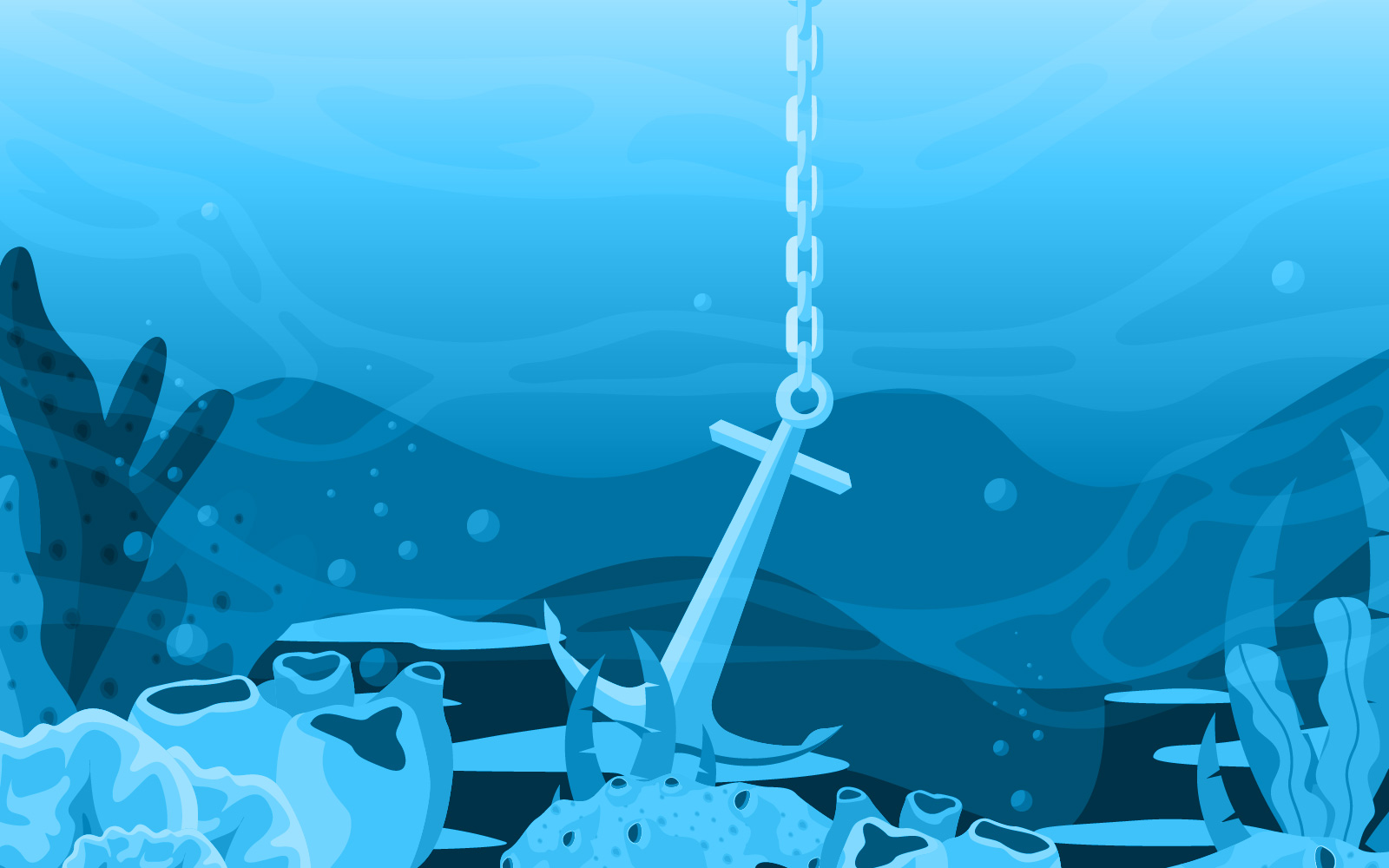 Ship Anchor  Underwater - Illustration