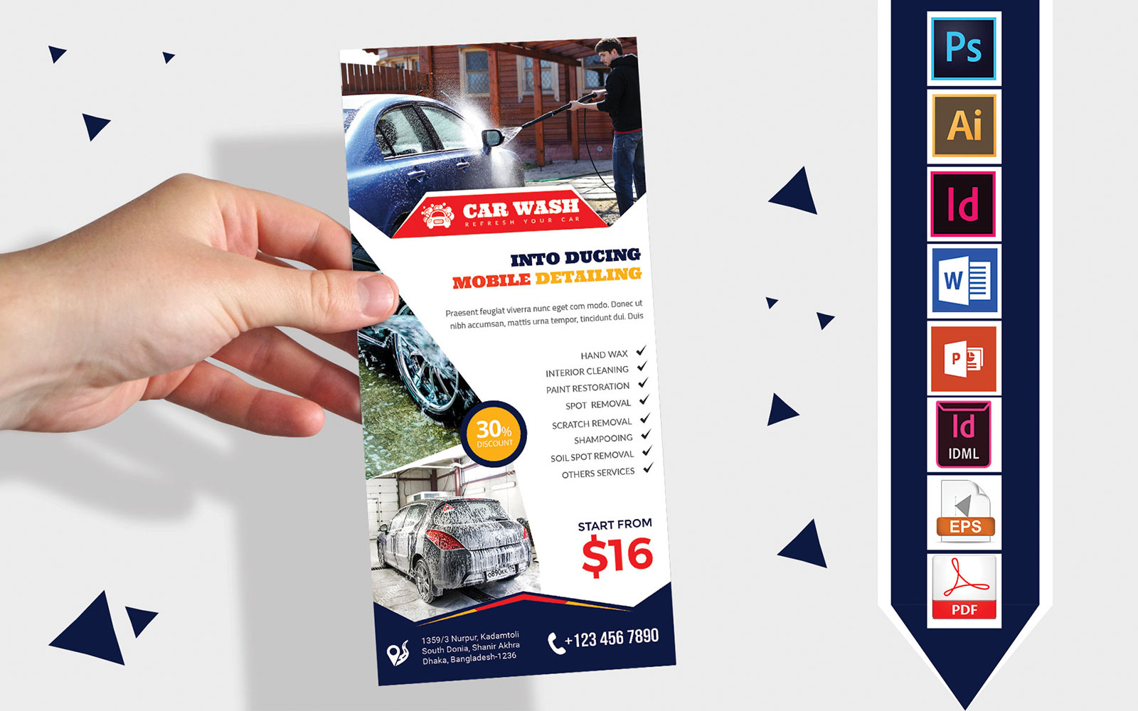 Rack Card | Car Washing DL Flyer Vol-08 - Corporate Identity Template