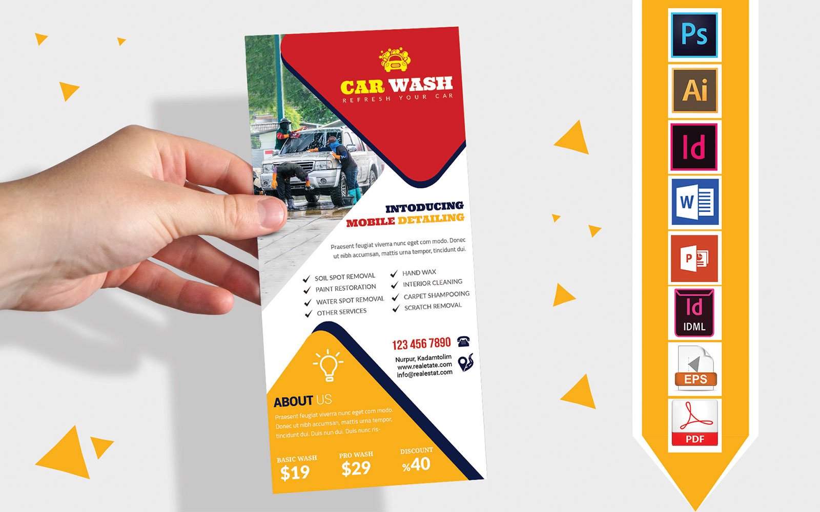 Rack Card | Car Washing DL Flyer Vol-10 - Corporate Identity Template