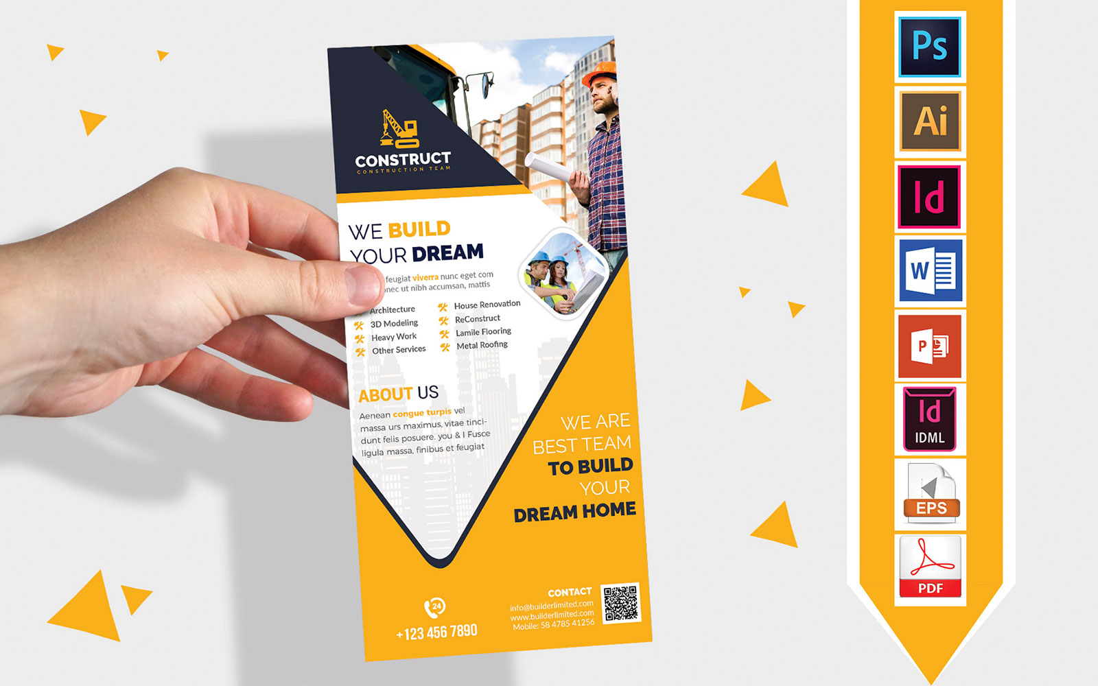 Rack Card | Construction DL Flyer Vol-10 - Corporate Identity Template