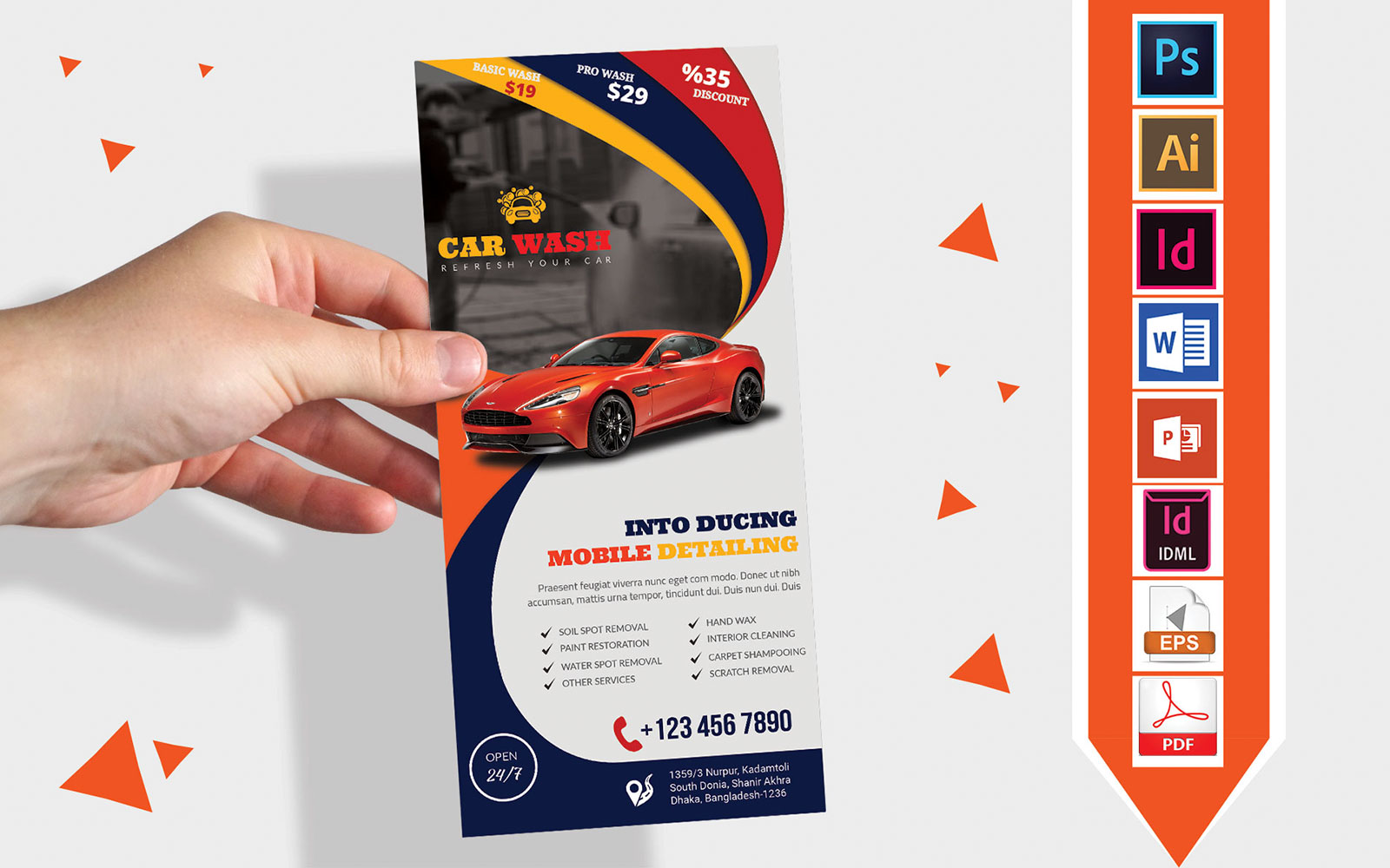 Rack Card | Car Washing DL Flyer Vol-02 - Corporate Identity Template