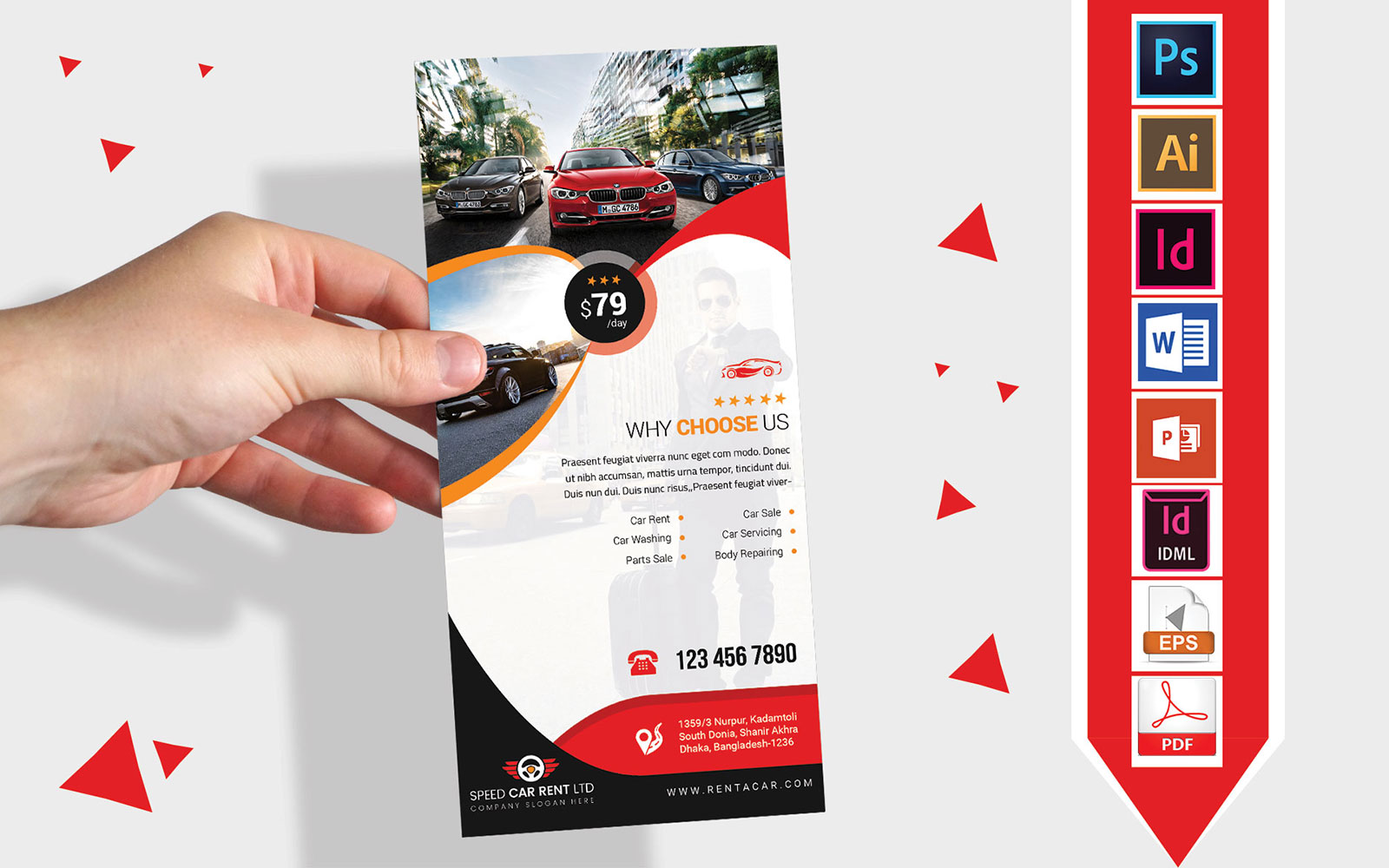 Rack Card | Rent A Car DL Flyer Vol-09 - Corporate Identity Template