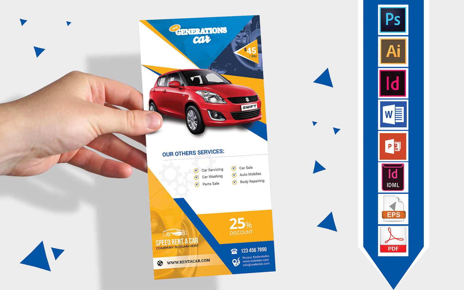 Rack Card | Rent A Car DL Flyer Vol-01 - Corporate Identity Template