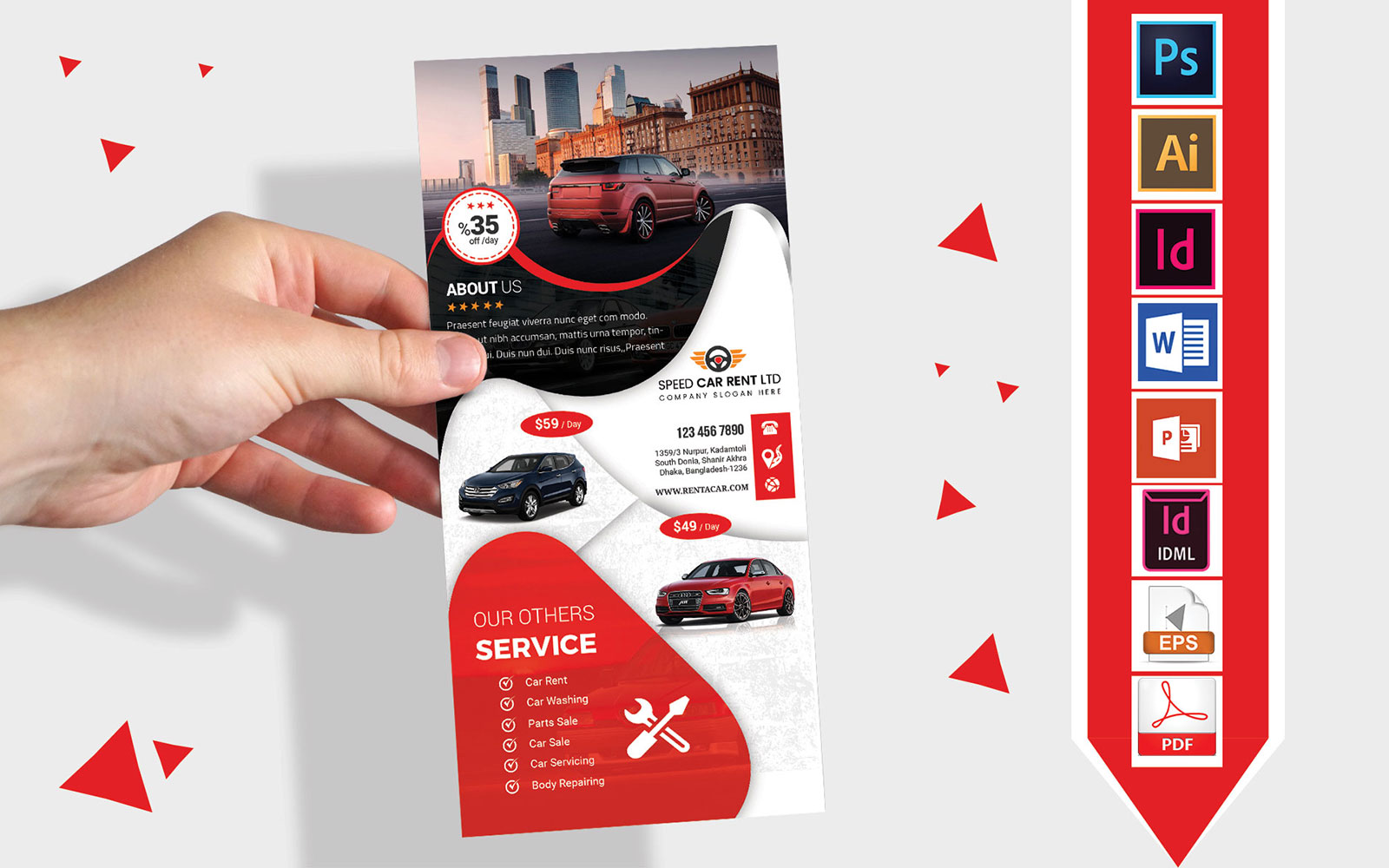 Rack Card | Rent A Car DL Flyer Vol-08 - Corporate Identity Template