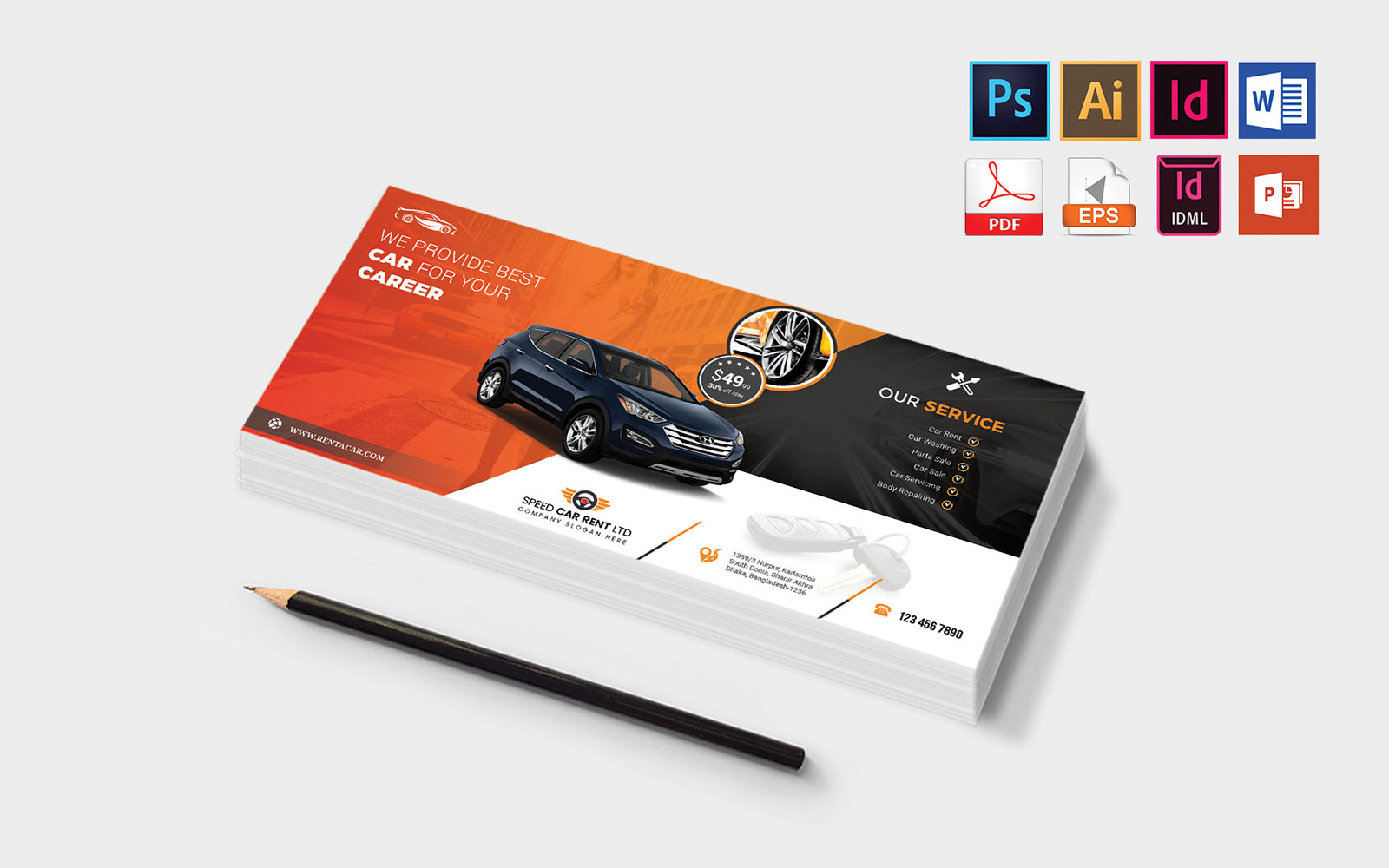 Rack Card | Rent A Car DL Flyer Vol-02 - Corporate Identity Template
