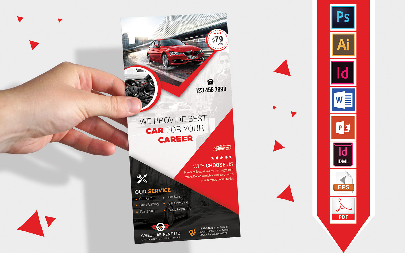 Rack Card | Rent A Car DL Flyer Vol-03 - Corporate Identity Template