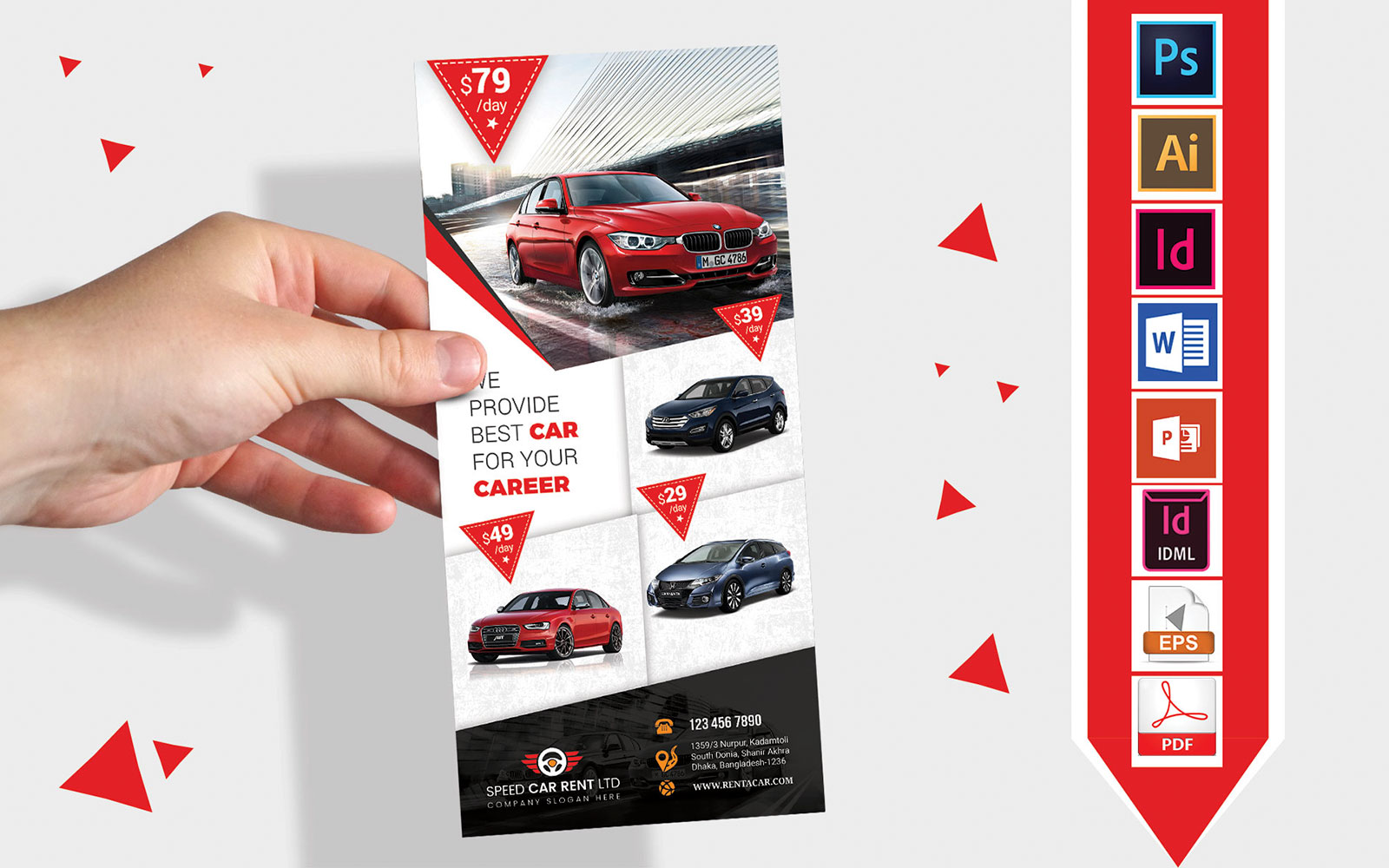 Rack Card | Rent A Car DL Flyer Vol-04 - Corporate Identity Template