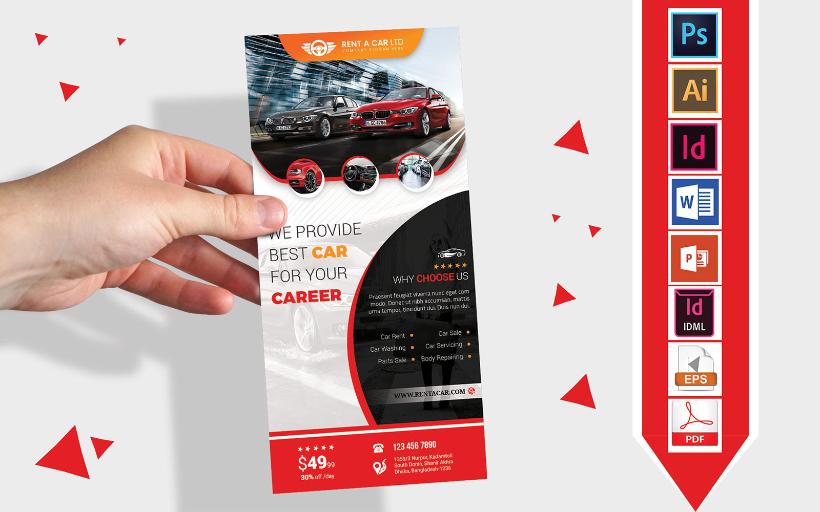 Rack Card | Rent A Car DL Flyer Vol-05 - Corporate Identity Template