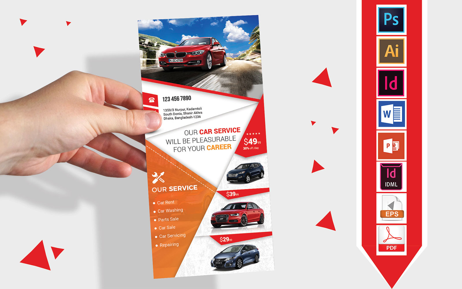 Rack Card | Rent A Car DL Flyer Vol-07 - Corporate Identity Template