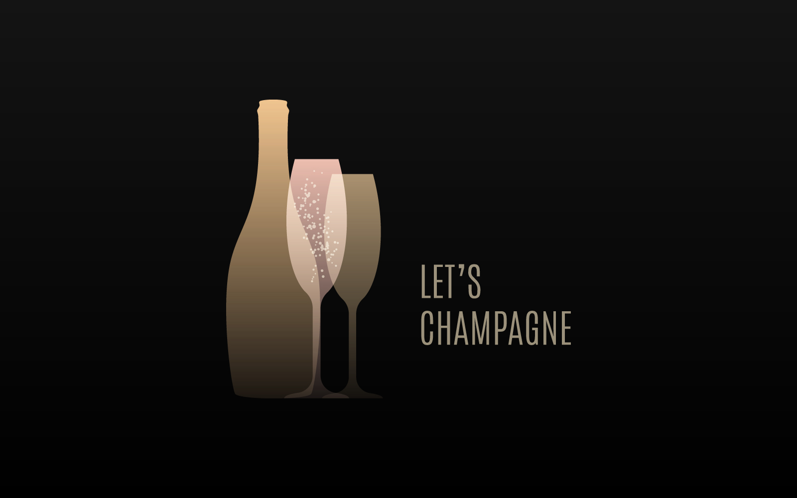 Champagne with Champagne Bottle Glass. Logo Template