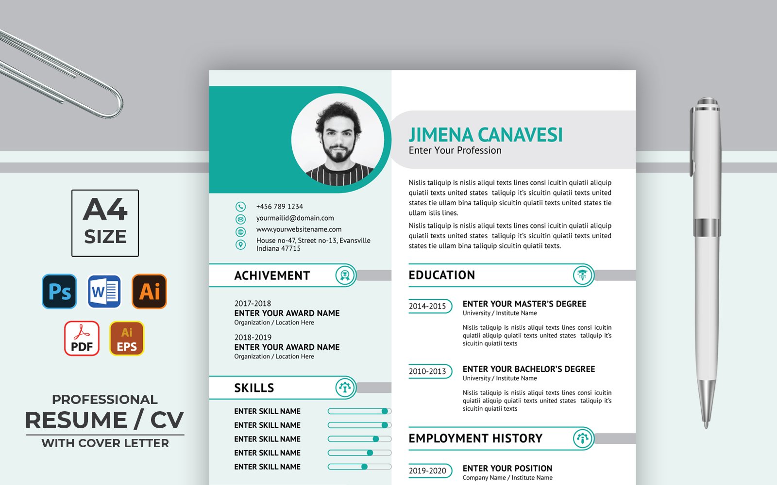 Clean and Creative Professional  CV Resume Template