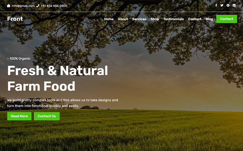Front - Agriculture & Organic Landing Bootstrap Landing Template