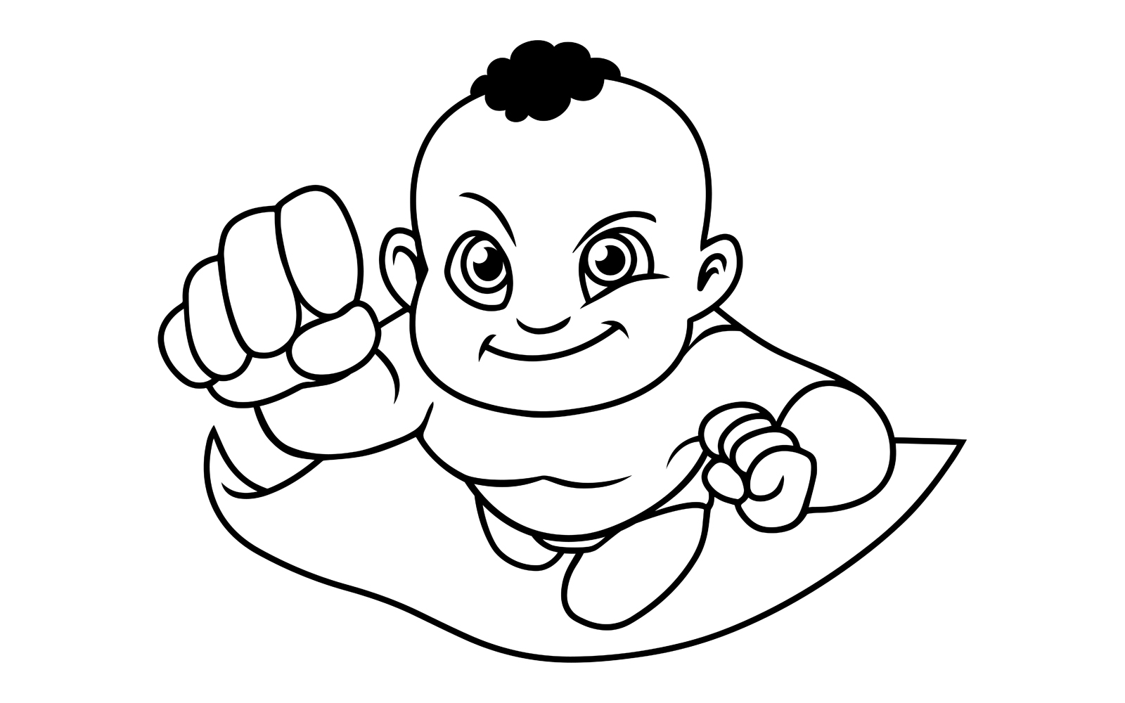 Super Baby Black Line Art - Illustration