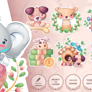 Seamlesspatterncartooncharacterillustrationpicturesmileemotiondrawpetwildanimals   126289