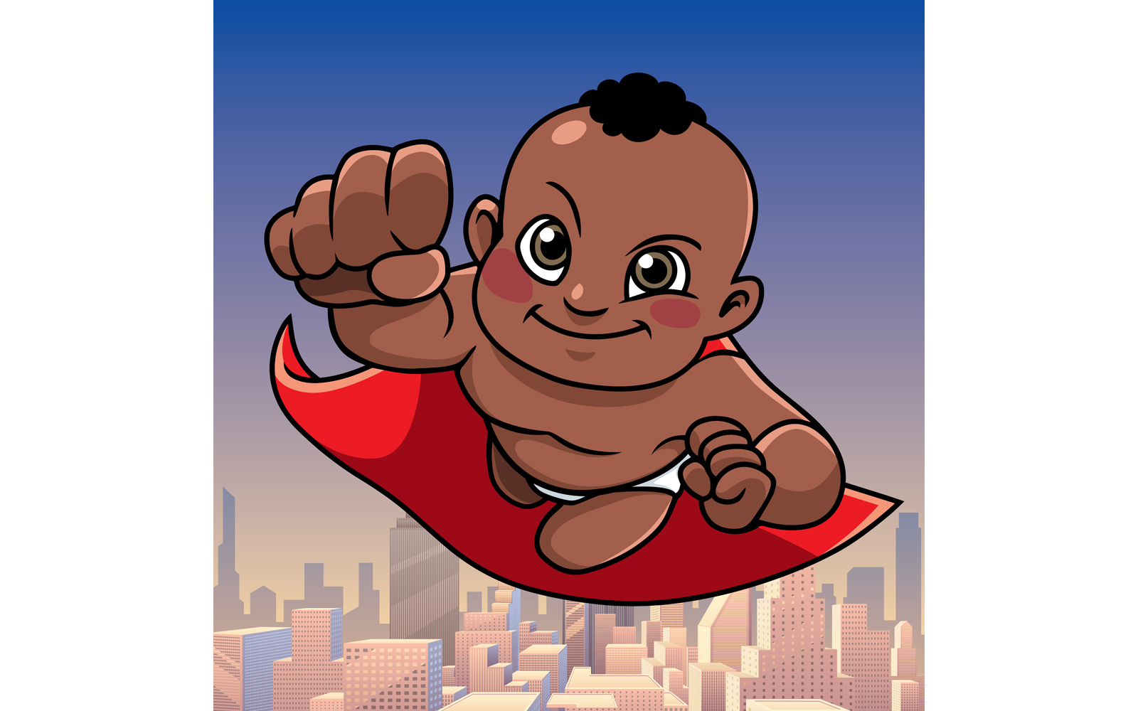 Super Baby Black City Background - Illustration