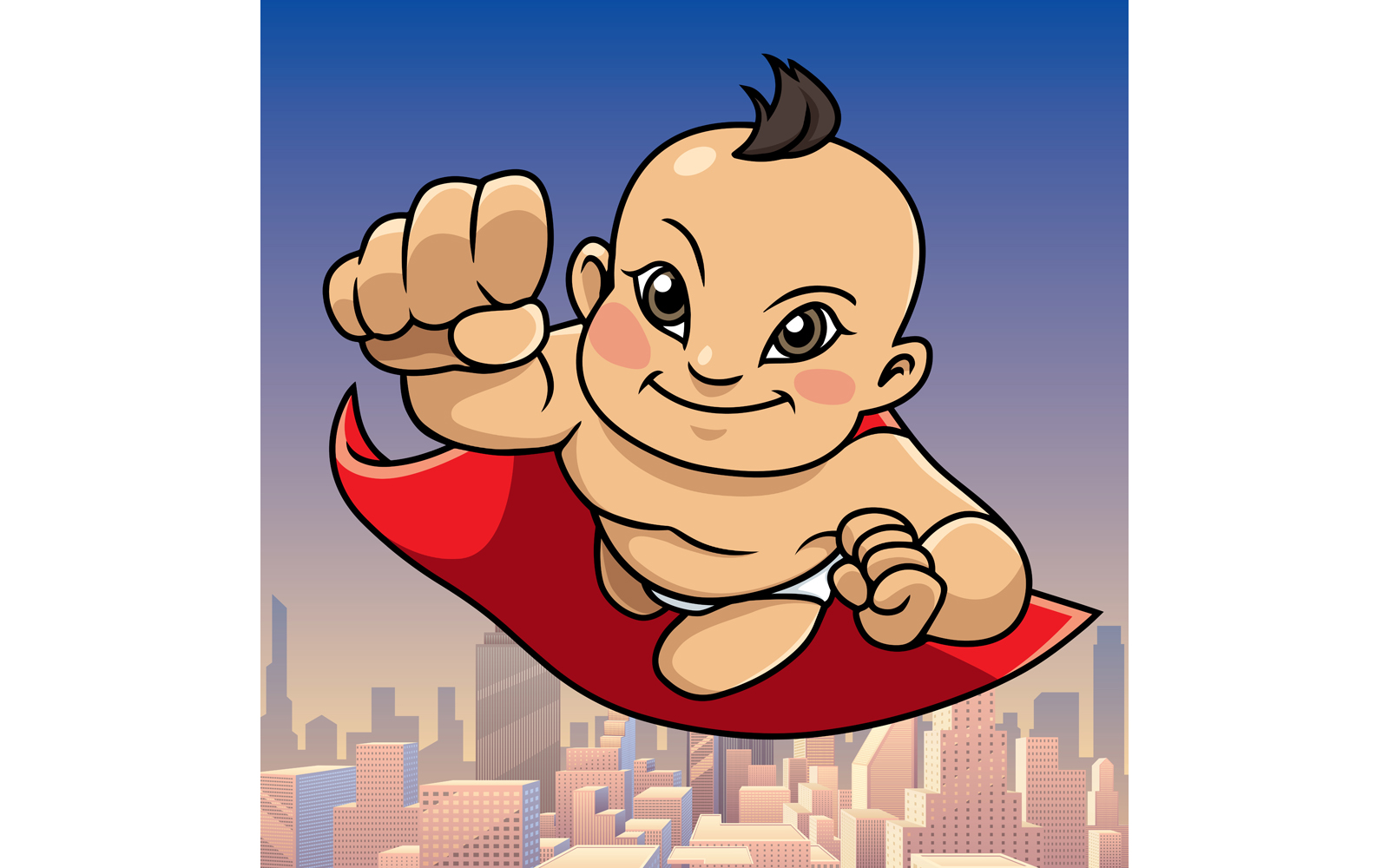 Super Baby Asian City Background - Illustration