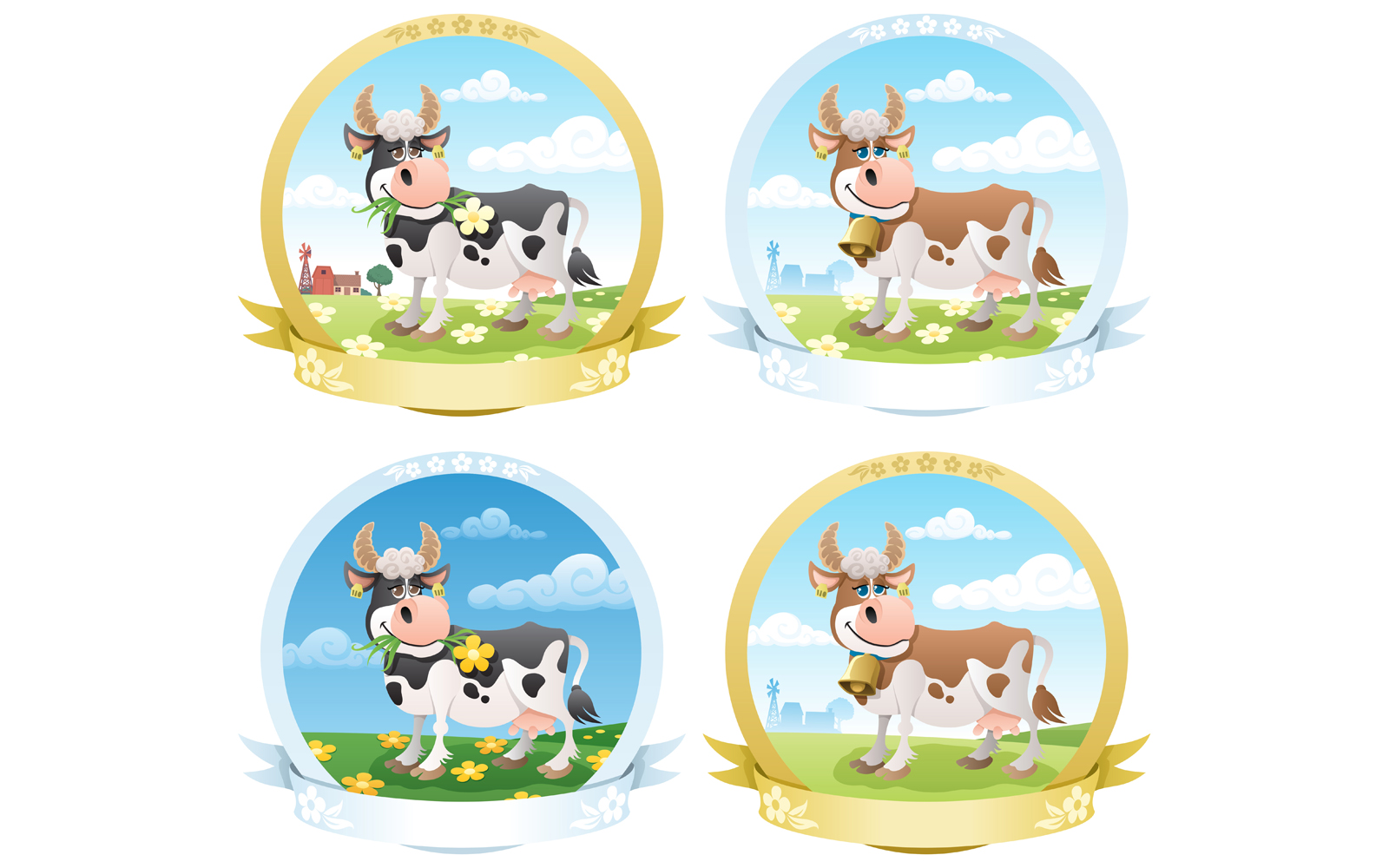 Dairy Products Labels - Illustration
