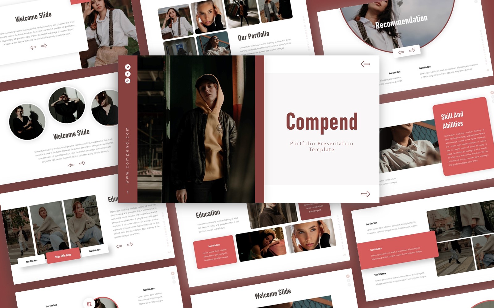 Compend Portfolio Presentation PowerPoint template