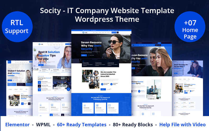 Socity - IT Company Website Template WordPress Theme