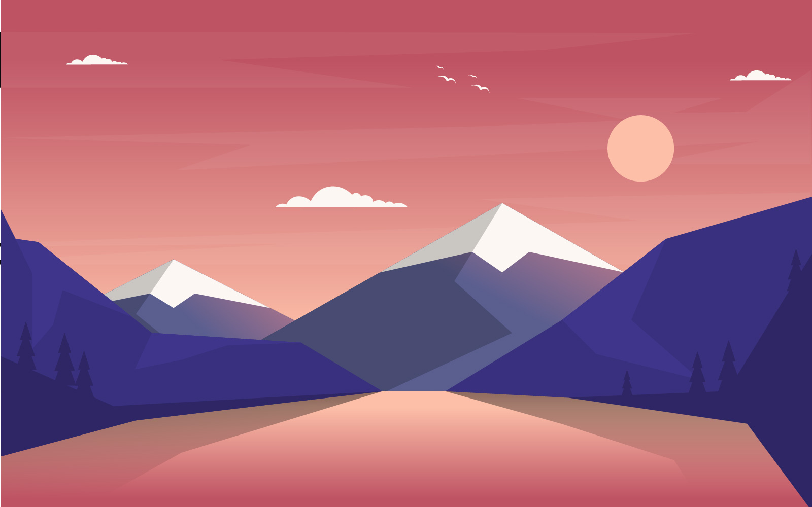Sunset View Simple - Illustration