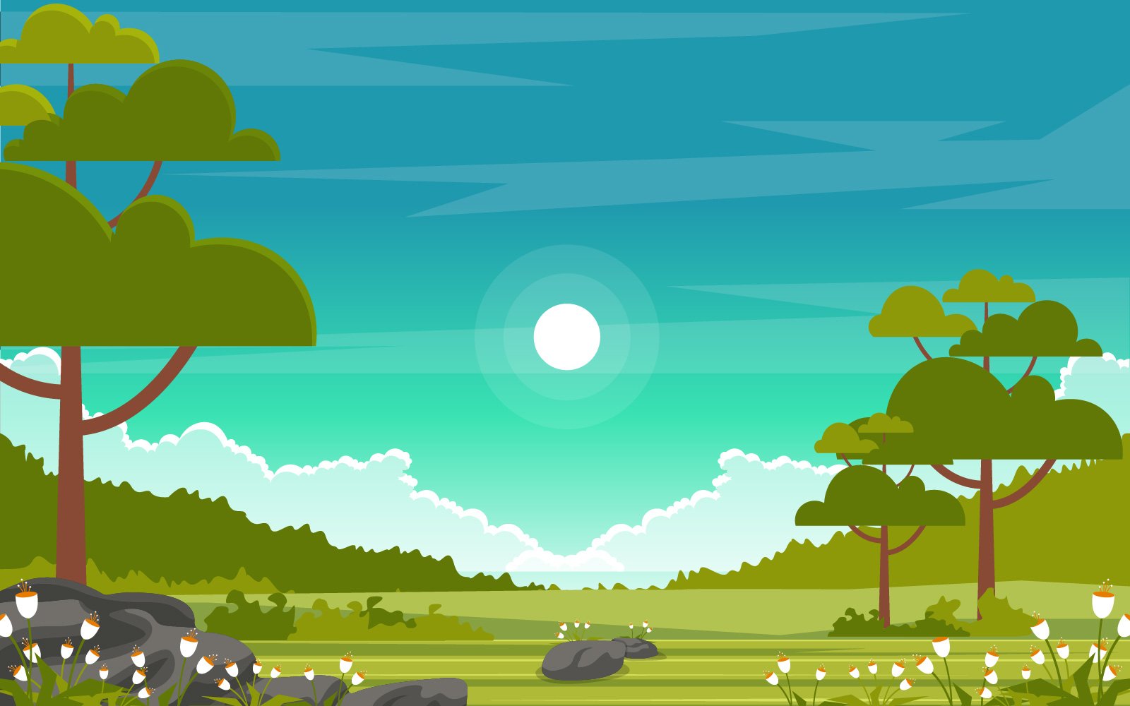 Summer Green Landscape - Illustration