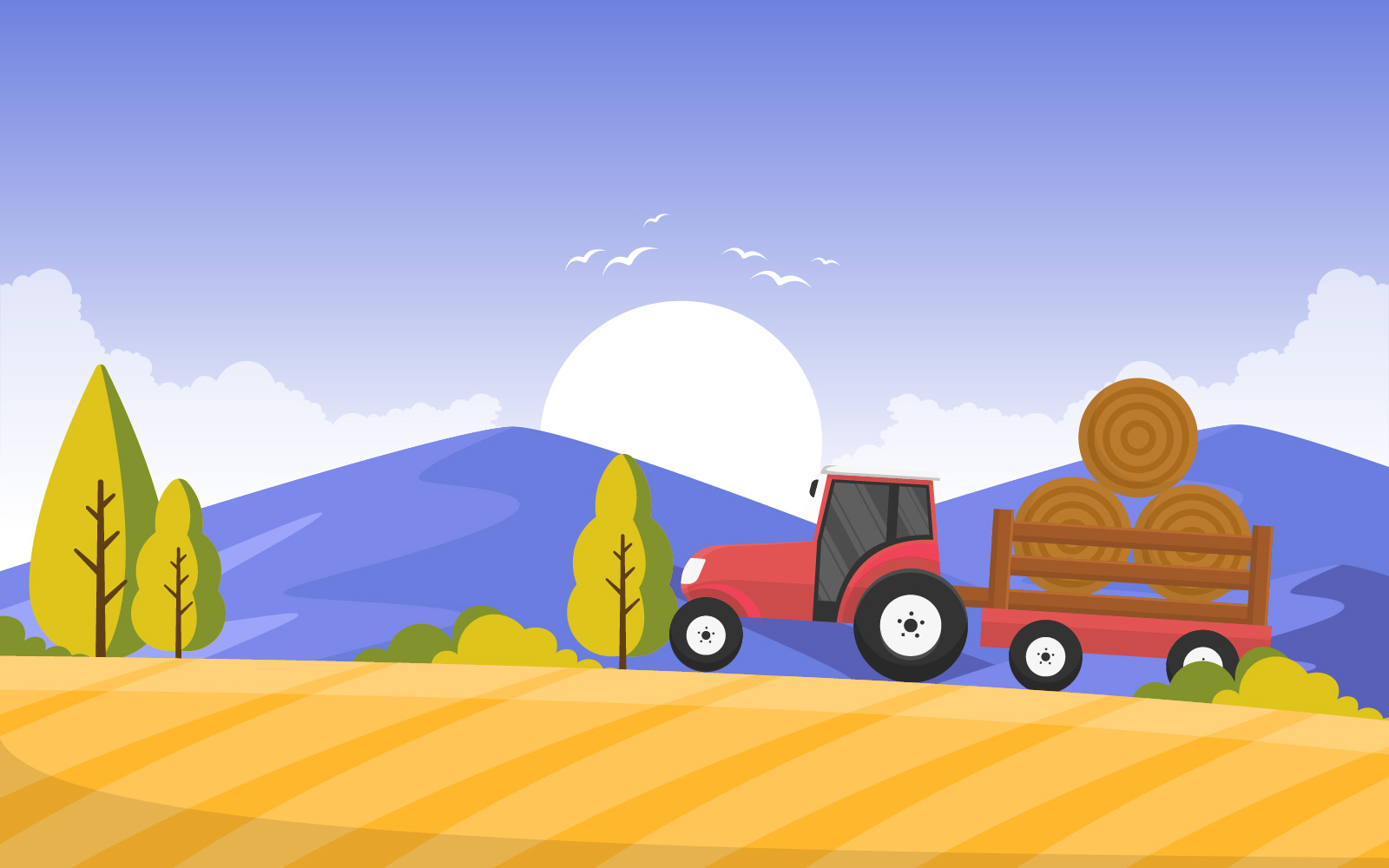 Wheat Field Scene - Illustration