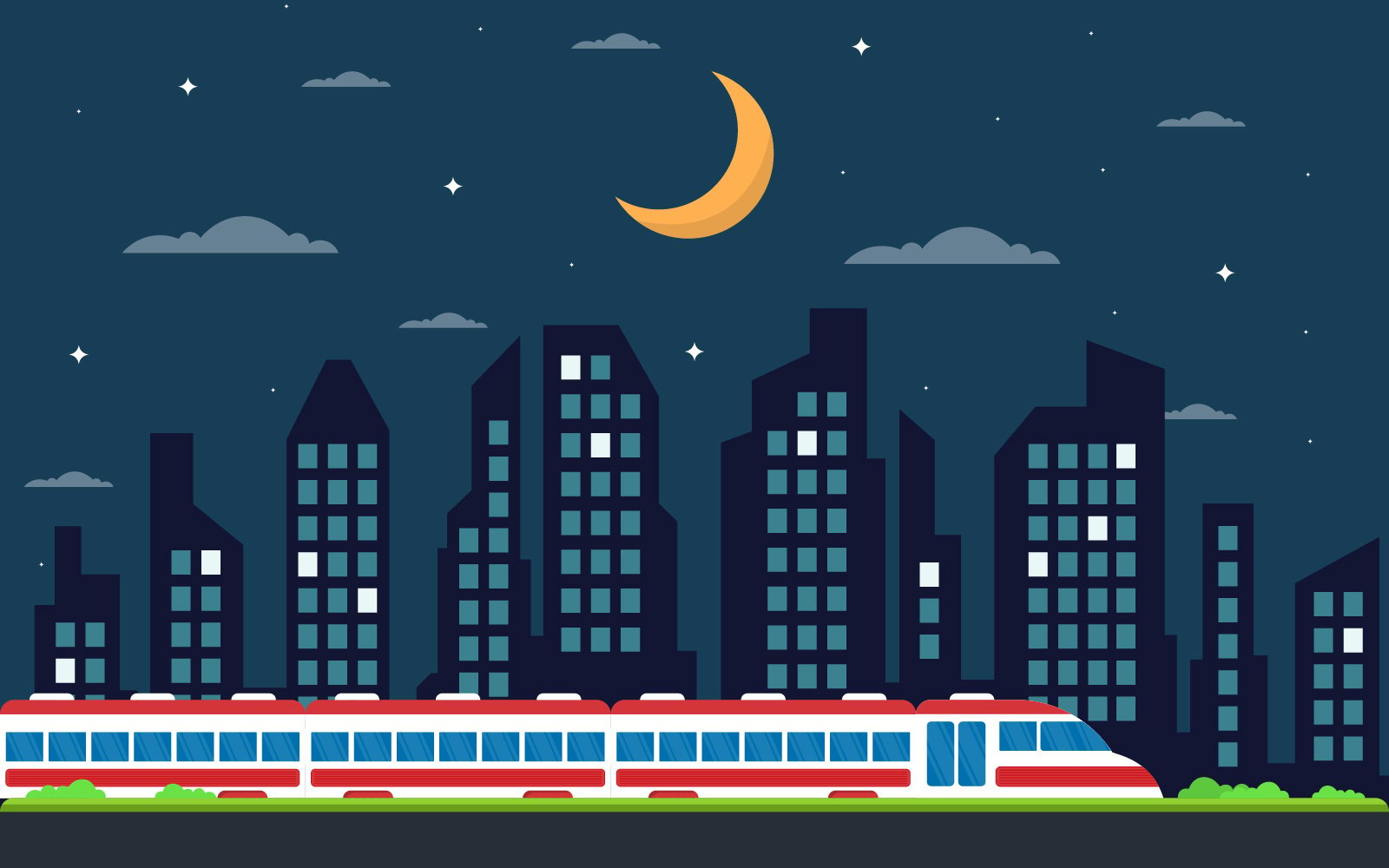 Station Night View - Illustration