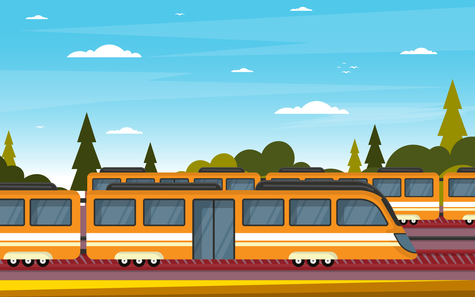 Railroad Public Transport - Illustration