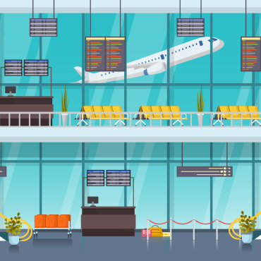 Airplane Terminal Illustrations Templates 126649