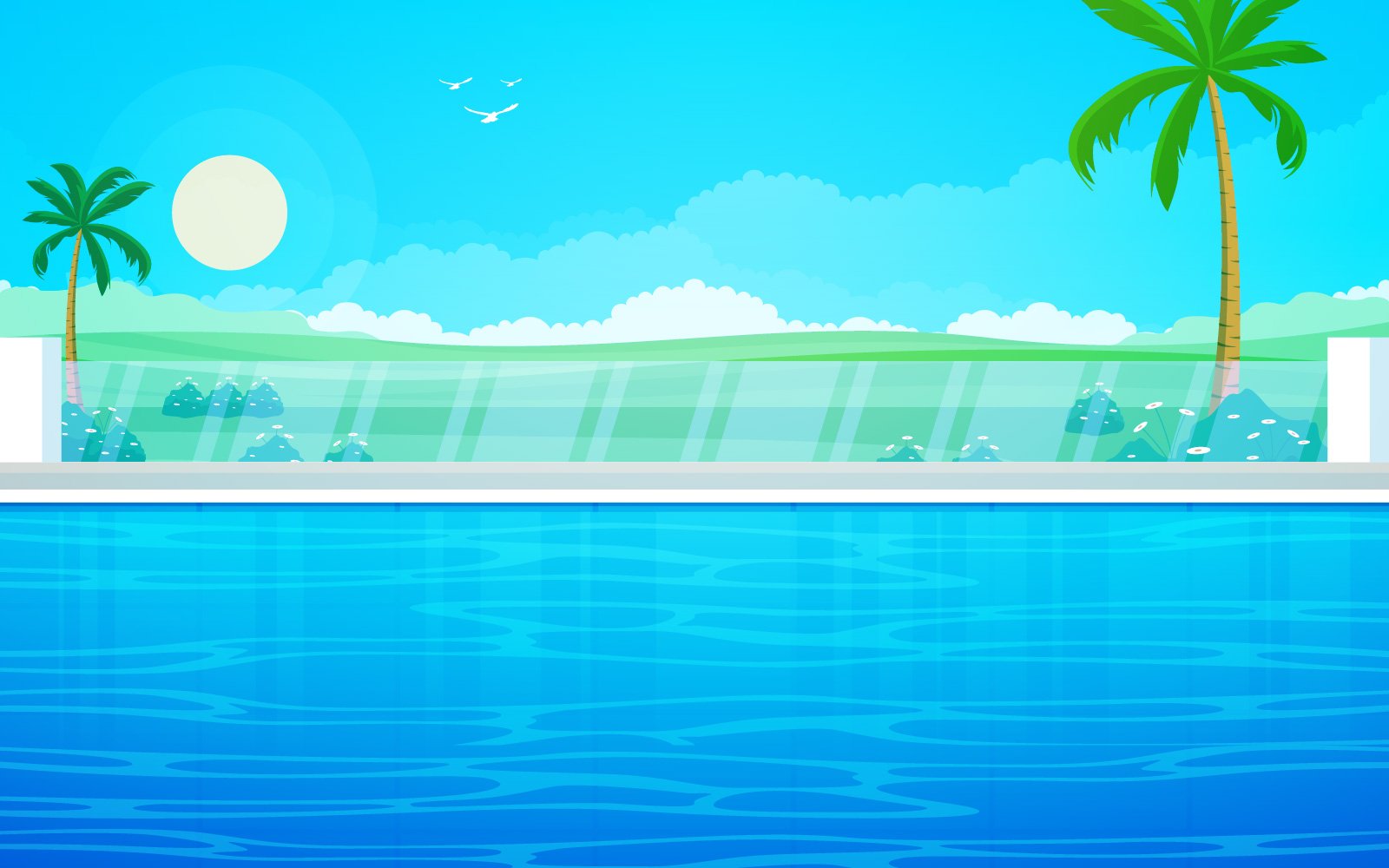 Swimming Pool Landscape - Illustration