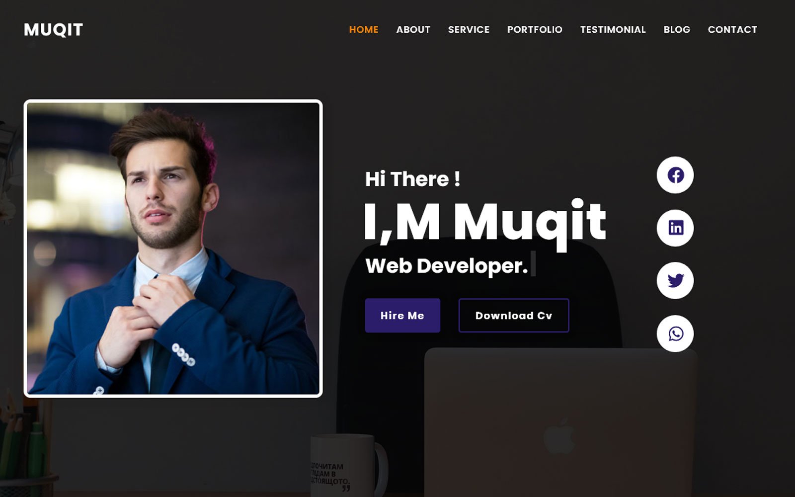 Muqit - Cv/Resume Portfolio Html5 Landing Page Template