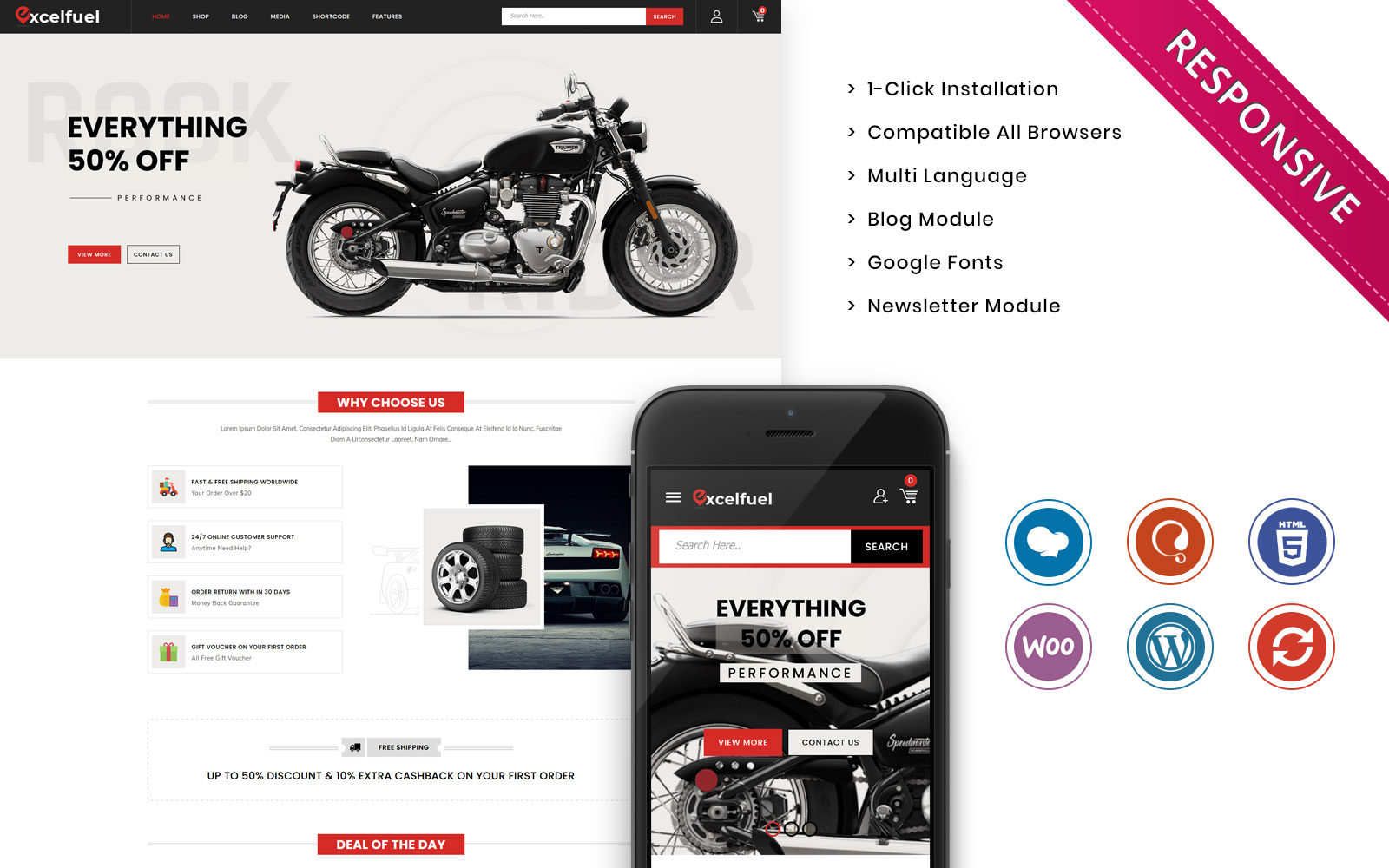 Excelfuel - The Automobile Store Responsive WooCommerce Theme