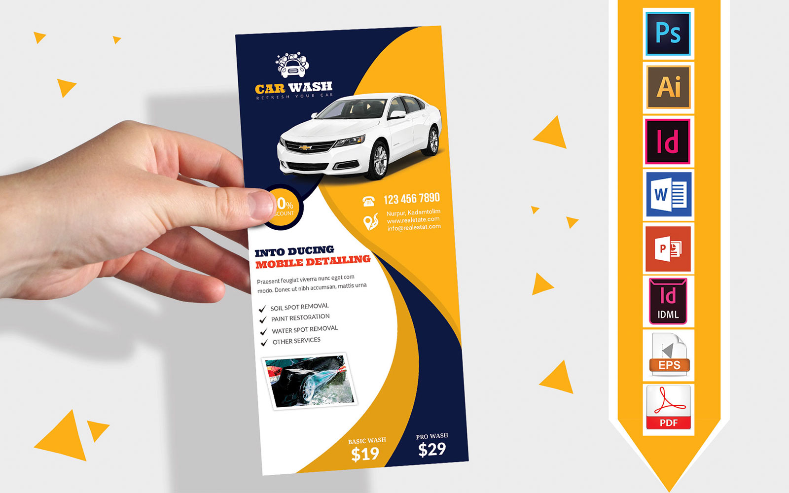 Rack Card | Car Washing DL Flyer Vol-07 - Corporate Identity Template