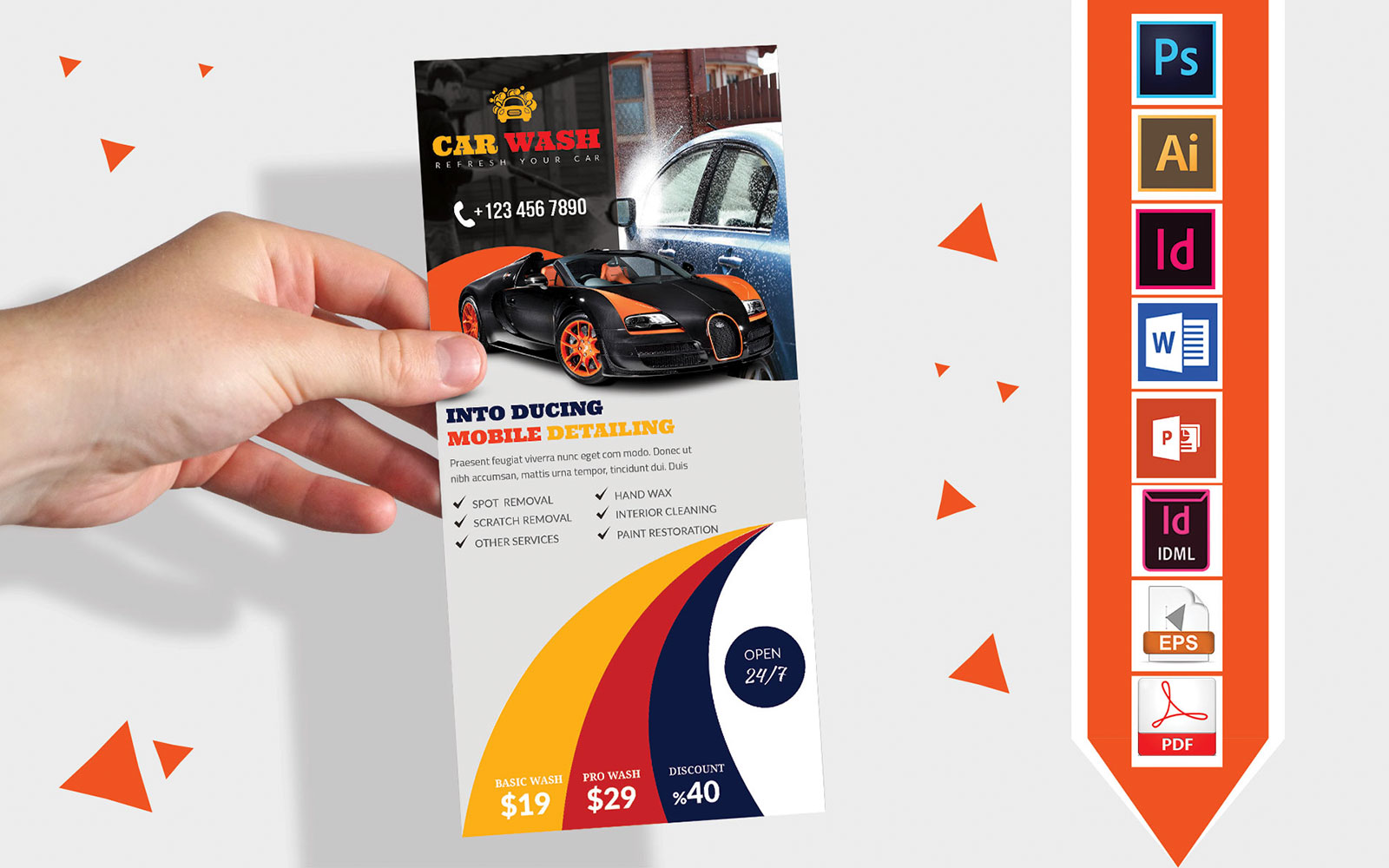 Rack Card | Car Washing DL Flyer Vol-03 - Corporate Identity Template
