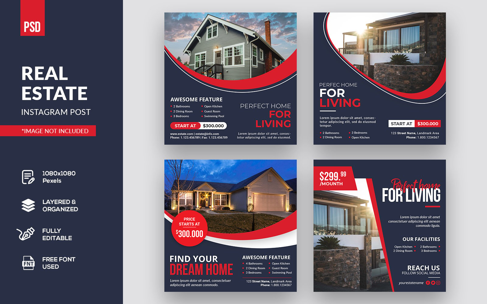 Real Estate Instagram Post Social Media Banner Template