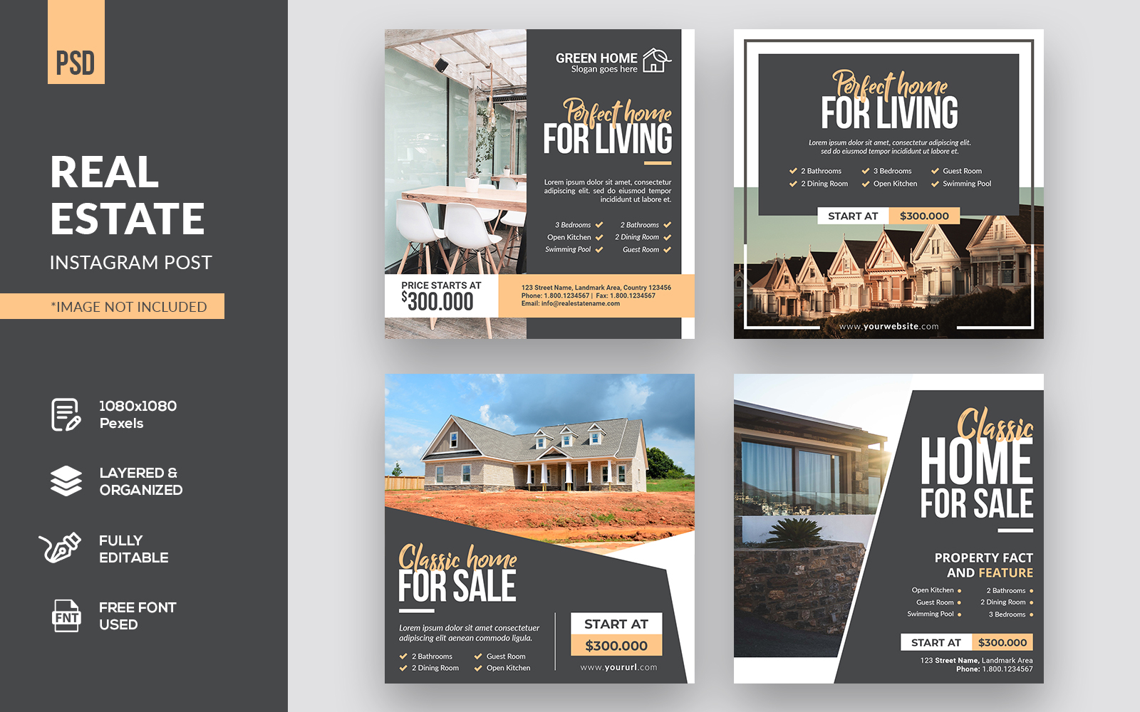 Real Estate Instagram Post Social Media Template