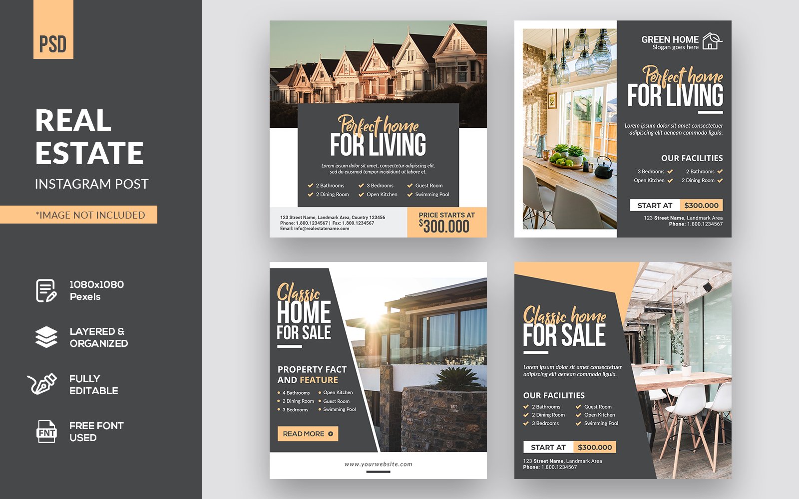 Real Estate Instagram Post Social Media Template