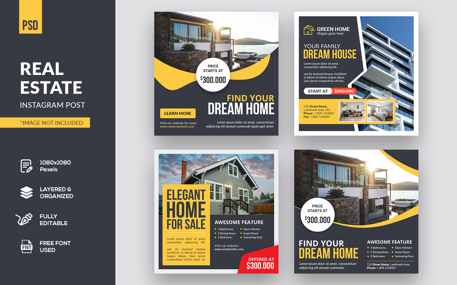 Real Estate Instagram Post Social Media Template