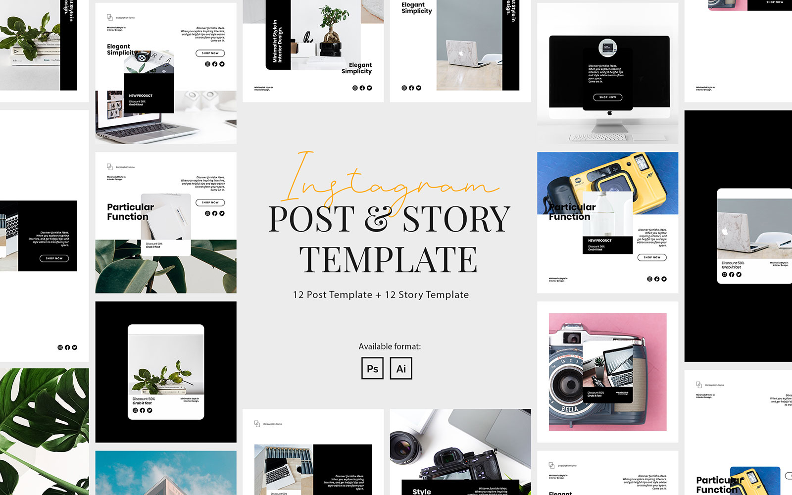 Elegant Business Instagram Post and Story Template for Social Media