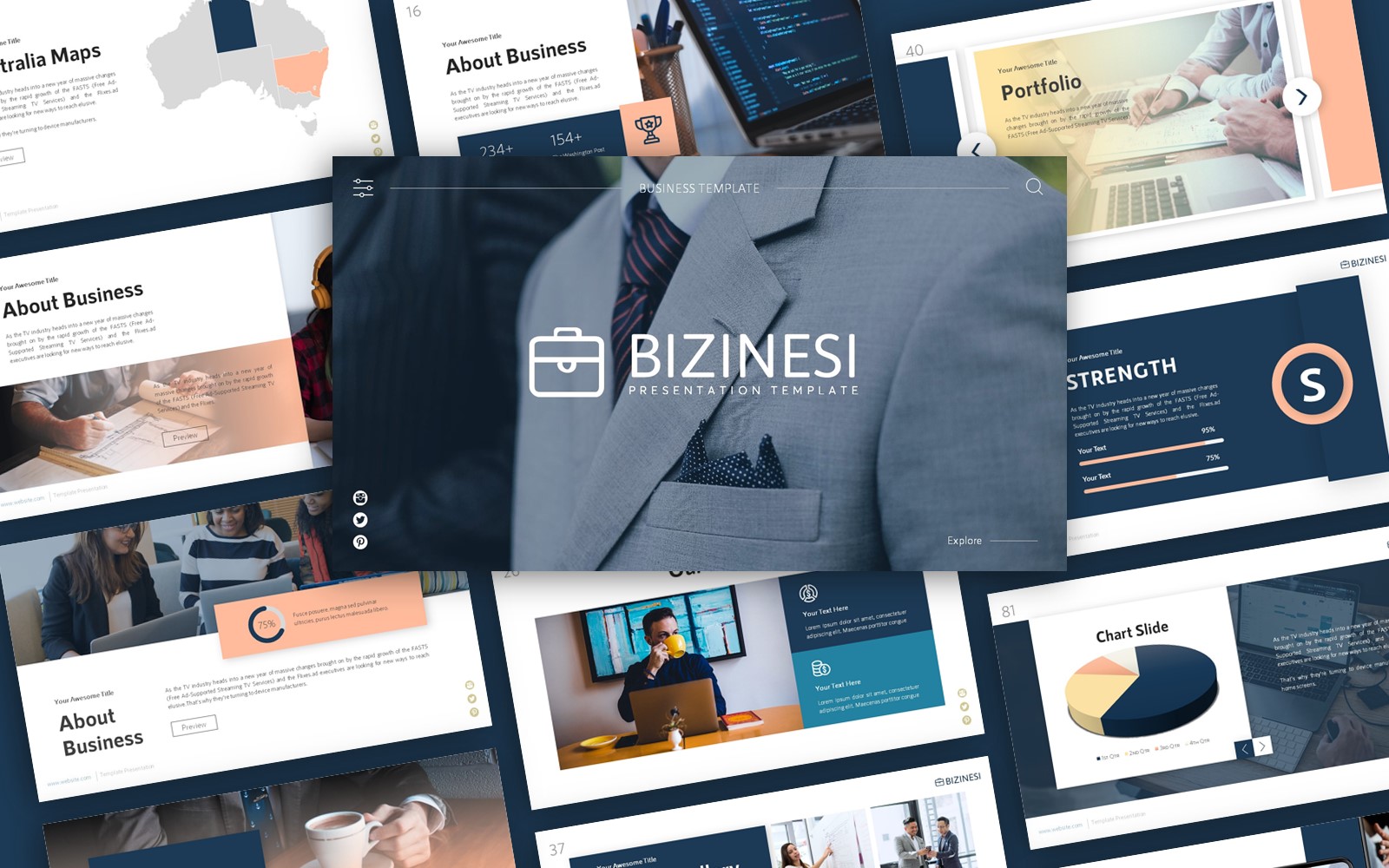 Bizinesi Business Presentation PowerPoint template