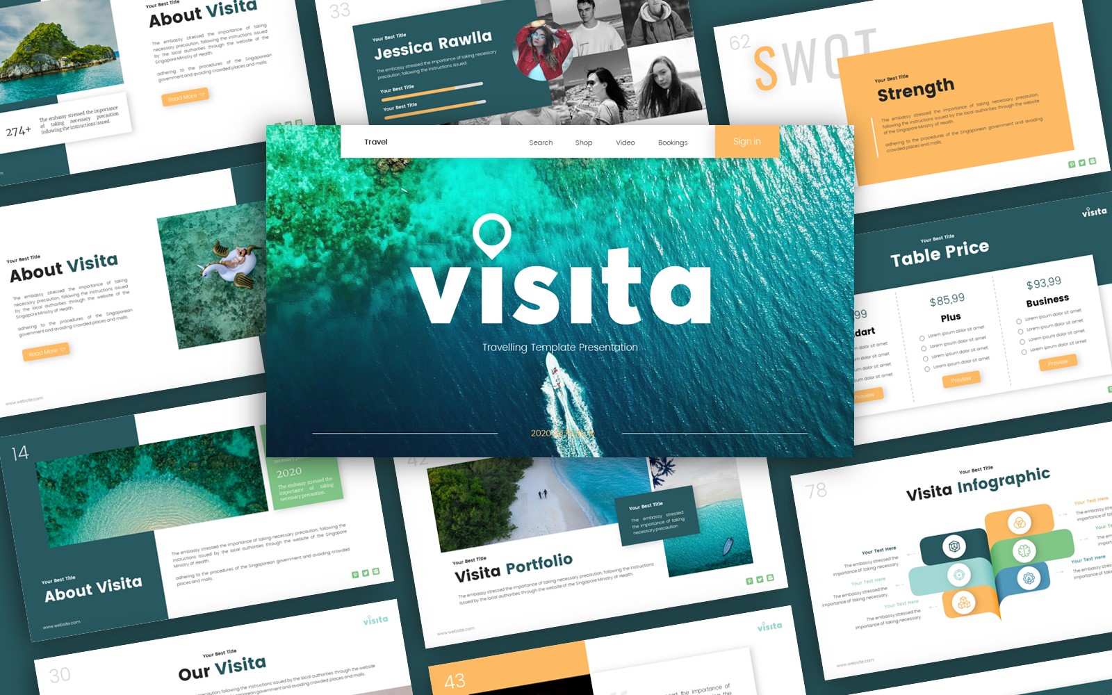 Visita Travelling Presentation PowerPoint template