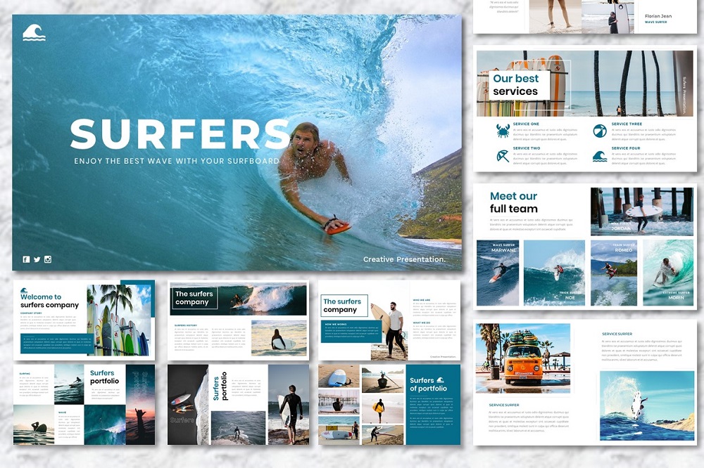Surfers - Creative PowerPoint template