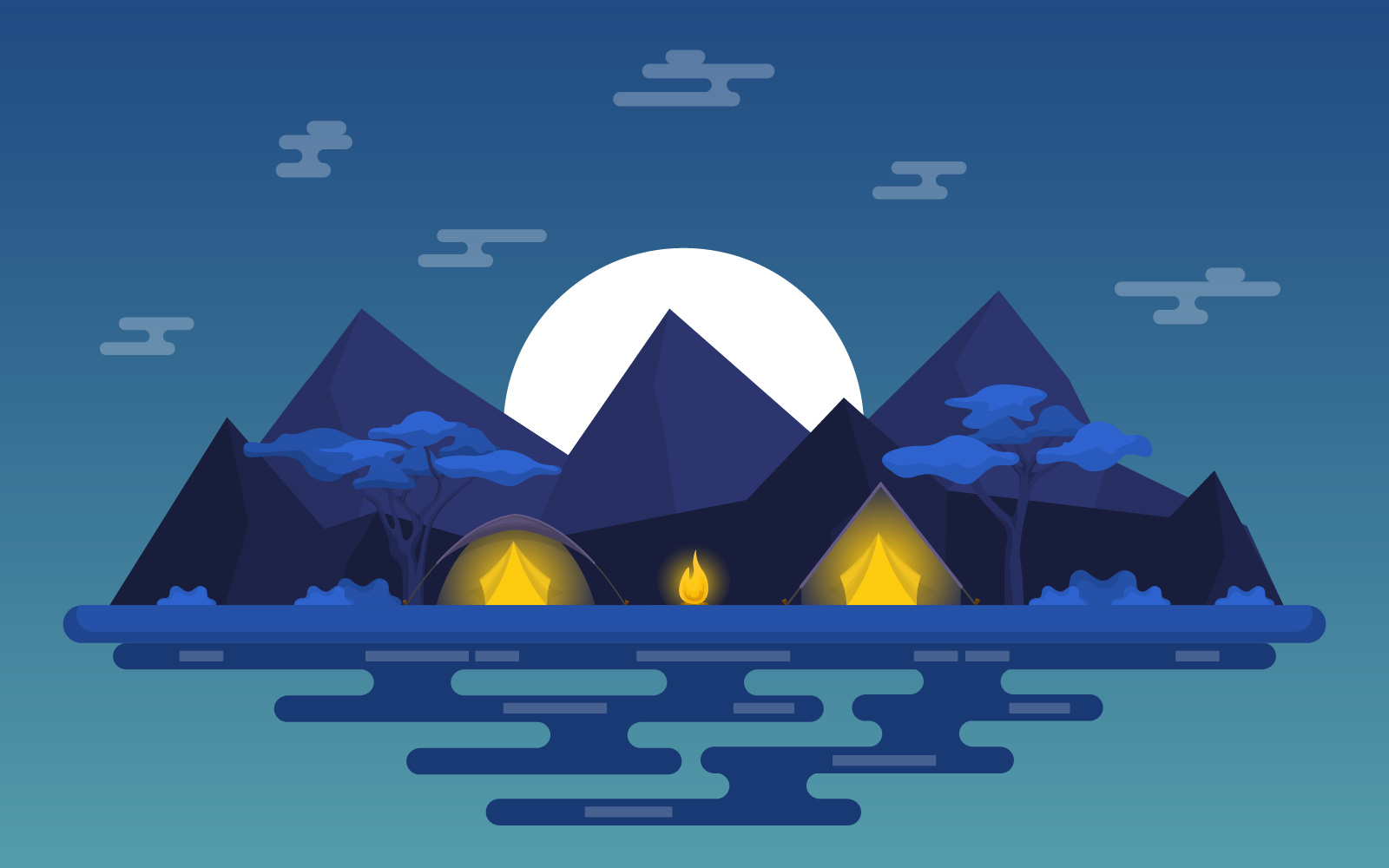 Camping Park Landscape - Illustration